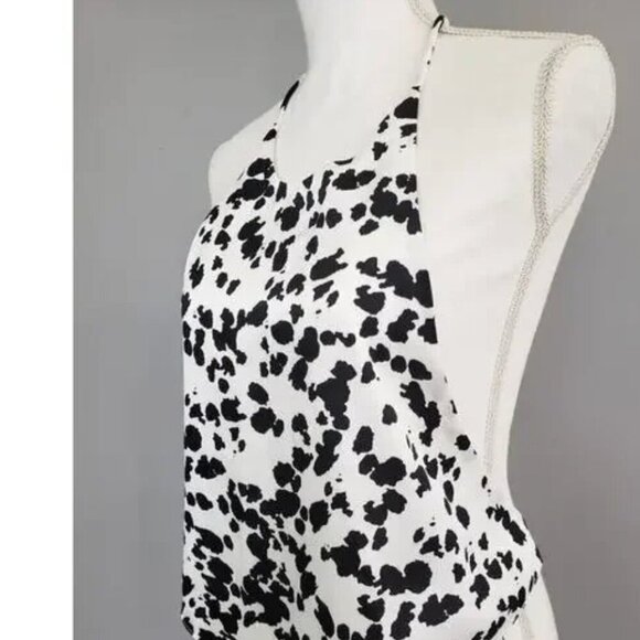 Nasty Gal Halter Tie Back Top 6 Animal Print Backless White Black Spots Western - Picture 4 of 4